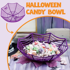 Candy Bowl Spider Web Trick or Treat Bowl Halloween for Haunted House close-up view