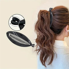 3 Set Black Fish Hair Clips, Banana Clips Ponytail Fixer for Women close-up view