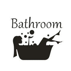 Detachable Girl and Woman Bathroom Sticker Art | Wash Room Decorative Wall Decal
