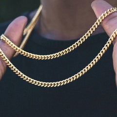 Vnox Men's Cuban Link Chain Necklace | Stainless Steel Black Gold Color Choker Jewelr alternate view