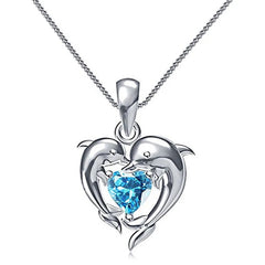 Huitan Romantic Love Dolphin Pendant Necklace for Women Exquisite Gift Wedding Ceremo alternate view