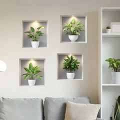 Green Plant Wall Stickers | Modern Home Decor Set close-up view