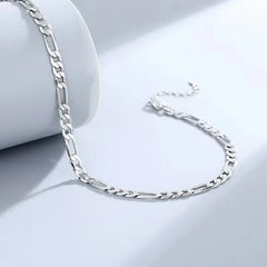 Hot Luxury 925 Sterling Silver Bracelets Anklet Y2K 4MM Chain for Women Men Wedding Pr close-up view