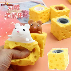 Stress-relieving Pet Cheese Mouse Cheese Pinch Fun Stress Ball Vent Squirrel Cup Prank Toy Antistres