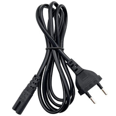 Black EU Power Plug Cable 1.5m 2-Pin IEC320 C7 Power Cord | Replacement Charger Cable close-up view
