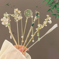 1/6pcs Elegant Chinese Style Tassel Hair Stick Traditional Floral Design Hairstyle Accessory Women J