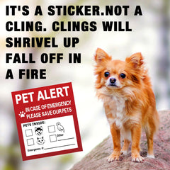 Pet Alert Stickers | Emergency Pet Rescue Window Decals (4 Pack) close-up view