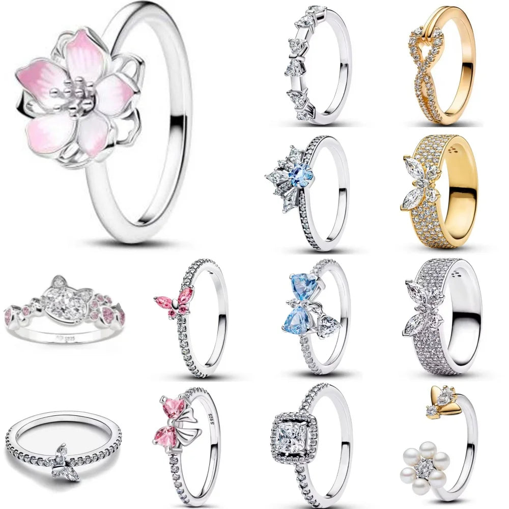 2026 Fashion Luxury 925 Silver, Lotus, Bow Ring Size 6 7 8 9 Suitable for European Women Exquisite J