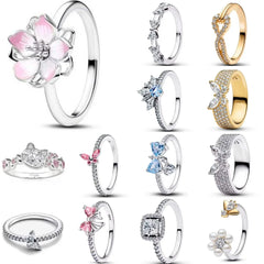 2026 Fashion Luxury 925 Silver, Lotus, Bow Ring Size 6 7 8 9 Suitable for European Women Exquisite J