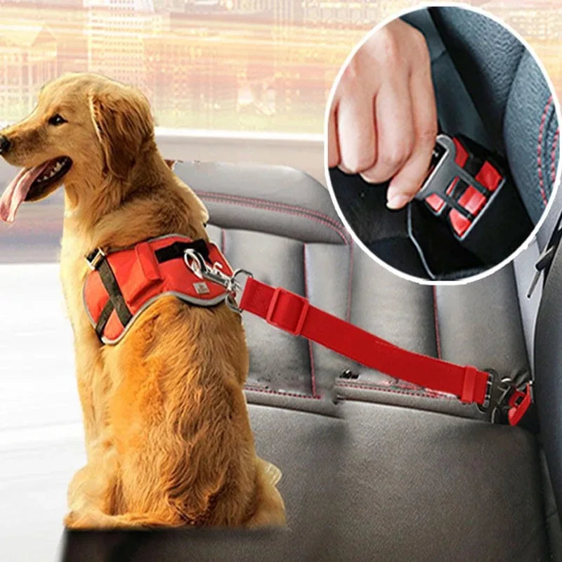 Adjustable Dog Harness Pet Seat Belt with Lead Clip