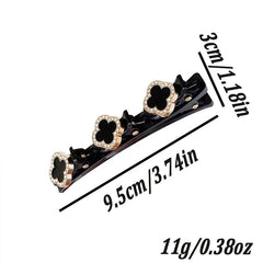 2pcs Korean Style Rhinestone Braided Hair Clip for Woman Elegant Temperament Duckbill Clip Fashion Girl's Side Clip Hairpin