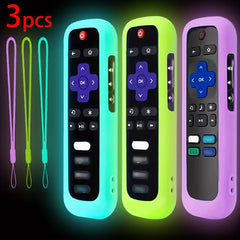 Luminous Silicone Remote Cover With Rope for TCL Hisense Roku TV