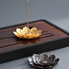 Porous Lotus Zen Line Incense Holder | Retro Metal Sandalwood Burner Tray alternate view