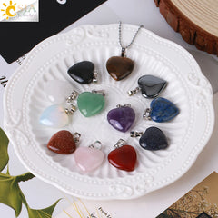 Natural Stone Heart Pendant Necklace | Crystal Healing Jewelry for Women close-up view