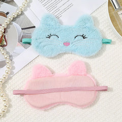 Cute Cat Plush Sleep Mask | Soft Light Blocking Eye Cover for Travel and Home