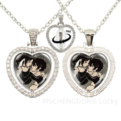 The Coffin Of Andy And Leyley Cosplay Necklace | Double Sided Glass Cabochon Heart Pe alternate view