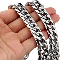 HNSP Stainless Steel Waterproof Cuban Link Chain Necklace For Men Jewelry Thick Heavy Chain 8/10/12/