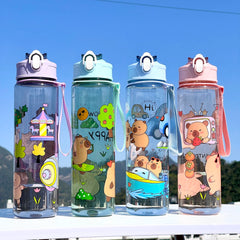 Kapibala Straw Cup Large Capacity 800ml Sports Outdoor Cute Portable Sports Camping Cup Water Bottle