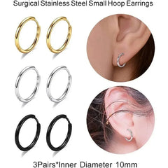 316L Stainless Steel Huggie Hoop Earrings | Hypoallergenic Cartilage Piercing Jewelry alternate view