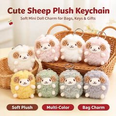 Cute Plush Sheep Keychain Soft Lamb Doll Pendant Backpack Charm Lovely Animal Hanging Ornament Girls