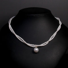 New Women's Fashion Pearl Necklace French Vintage Pearl Necklace Double Lock Bone Chain Collar Jewel
