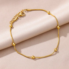 Anklets for Women Summer Beach Accessories Stainless Steel Imitation Pearl Chain Anklet detail view