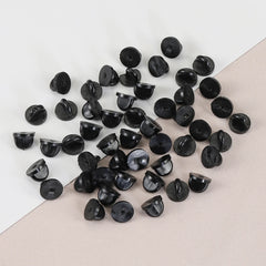 50pcs Black Rubber Brooch Pin Back Squeeze Badge Holder Butterfly Clasp Clutch