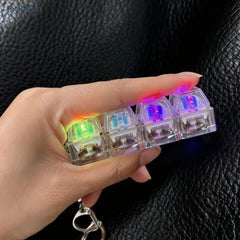 ♥4-Key LED Light Up Mechanical Keyboard Keychain, Fidget Clicker Keyring with RGB Backli detail view