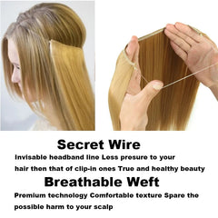 Fish line hair extension piece | 40cm 50cm 60cm straight and curly daily wear for women detail view
