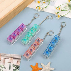 4-Key Silent LED Mechanical Keychain Fidget Toy - Transparent Switch Tester, Stress Reli detail view