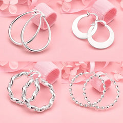 925 Sterling Silver Hoop Earrings For Women Wedding Party Christmas Gift