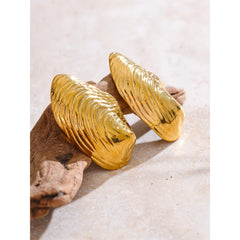 Yhpup Stainless Steel Statement Gold Color PVD Plated Big Stud Earrings for Women Jewe close-up view