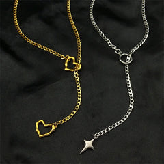 Heart O-ring Long Chain For Women Men Punk Rock Necklace Stainless Steel Key lock Neckla detail view