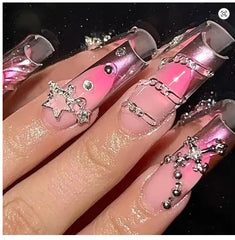 80PCS Star Nail Charms for Acrylic Nails,Silver Star Planet Cross Alloy Nail Art Decorat detail view