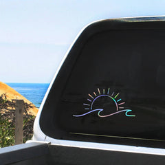 Sunset Over Ocean Scene RV Camper Decal | Beach Sunset Vinyl Sticker for Car Window L alternate view