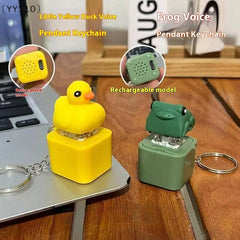 〔YY110〕 1 Pcs Croaking Frog Duck Keychain Rechargeable Keyboard Fidget Clicker Sound Keyring With LE