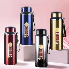 Steel Vacuum Insulated Water Tumbler 800/1000ml Double Wall Leak-proof Travel Mug Water Bottle Rope