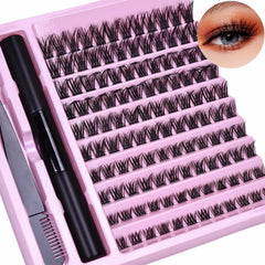Wispy D Curl Cluster Lashes DIY Complete Kit with Bond & Tweezers Soft Natural Nude D alternate view