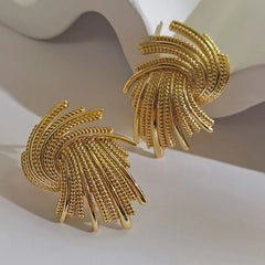 Geometric Gold Drop Earrings Zinc Alloy