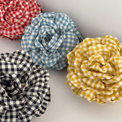 Plaid Fabric Flower Hair Claw Clips for Women Girls Korean Fashion Summer Vacation Ponytail Holder Hair Styling Accessories New