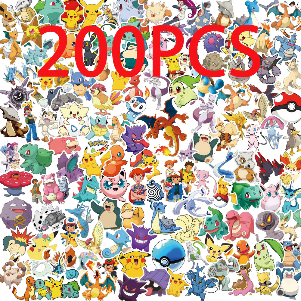 50/100/200pcs Pokemon Anime Stickers Pikachu Kawaii Sticker Laptop Suitcase Skateboard Guitar Phone