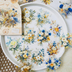 Vintage Floral PET Sticker Pack | 20 Transparent Decals for Junk Journaling close-up view