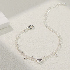 925 Sliver Plated CZ Anklet Bracelets for Women Girl Trendy New Waterproof Heart Charm close-up view