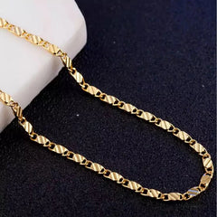 Fashion 18k Gold Necklace 2MM 16/18/20/22/24/26/28/30 Inch Side Chain Necklace For Wo alternate view