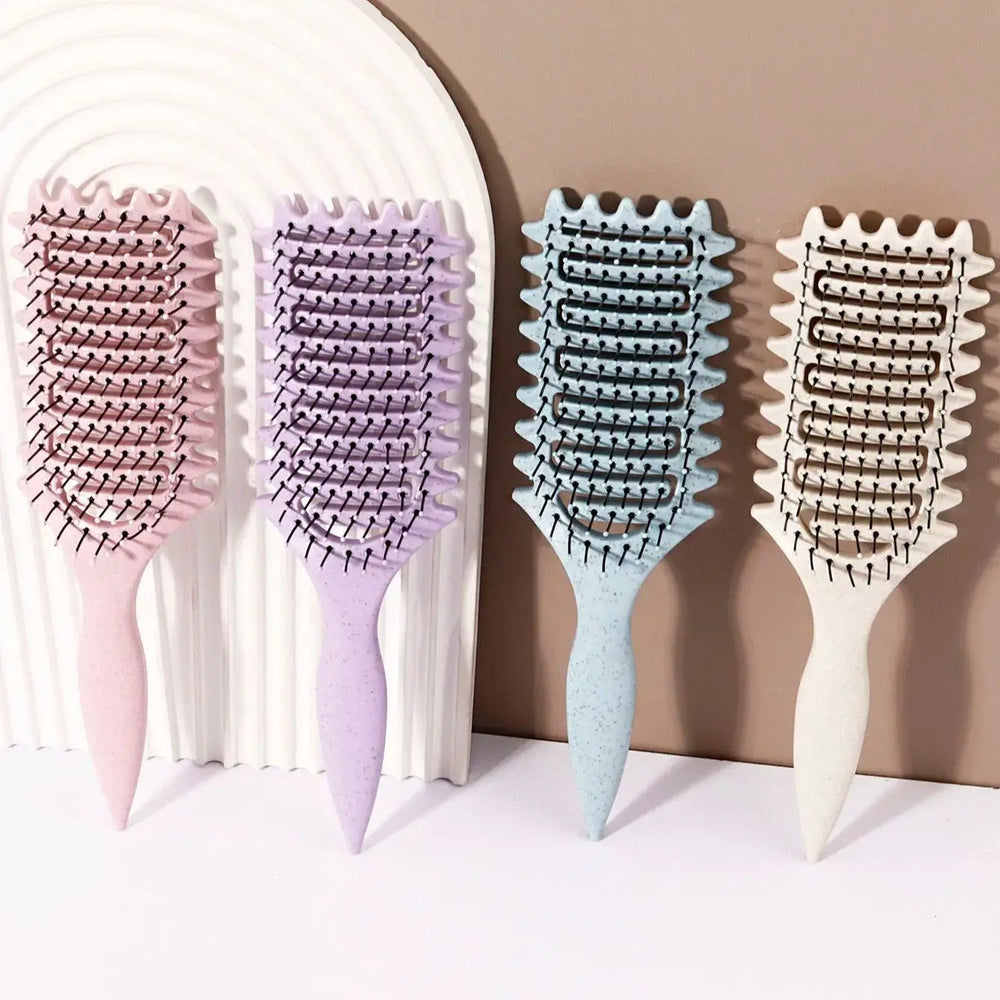 Curling Styling Brush - Hollow Massage Comb, Nylon Mane, ABS Plastic Handle, Comfortable Grip Specia
