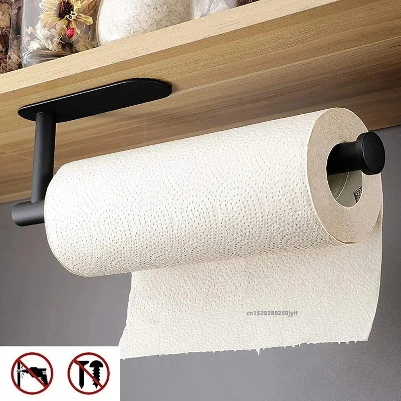 Towel Holder Adhesive Tissue Hanger Toilet Roll Paper Dispenser Cabinet Storage Napkin Rack Bathroom