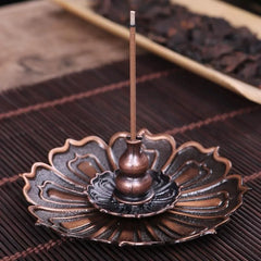 Lotus Incense Burner | Metal Lotus Ash Catcher for Stick and Cone Incense detail view