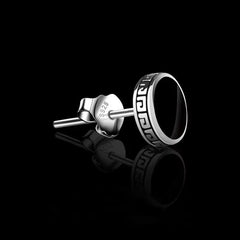925 Silver Earrings Men Black Circle Single Simple Luxury Earring detail view