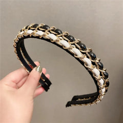 Leather Solid Color Knotted Hairband knitting Hair Hoop Bow Headband Women Girls Retro close-up view