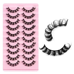 10Pairs 3D Mink Lashes Russian Strip Lash Dramatic False Eyelashes Faux Cils Makeup F alternate view